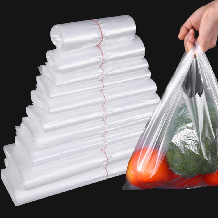T-shirt bag grocery shopping bag plastic bag transparent vest bag portable bag suitable for restaurants, hotels, quality, durable, reusable