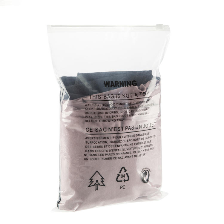 Asphyxia warning message Zipper plastic bag, clothing packaging bag for transportation or clothing, with ventilation holes